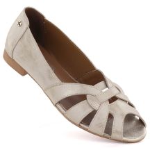 Skórzane baleriny damskie ażurowe komfortowe złote Gino Fabiani OL28-1