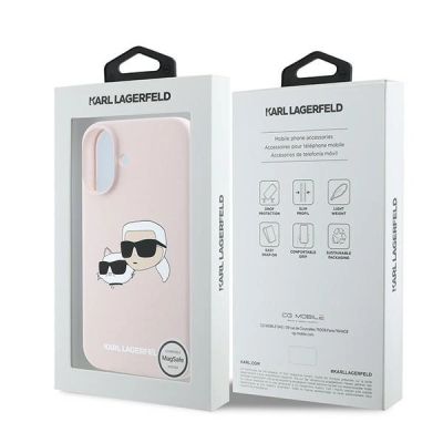 8. Etui Karl Lagerfeld Silicone nauble Heads Print MagSafe na iPhone 16 Plus - różowe