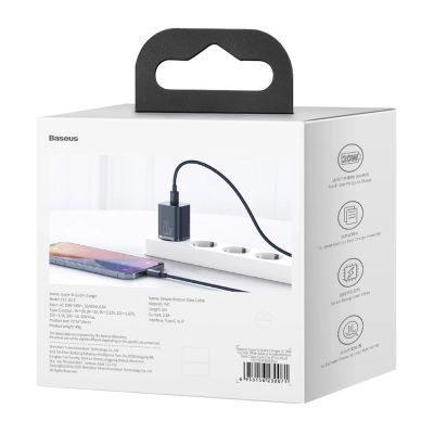 6. Baseus Super Si 1C szybka ładowarka USB Typ C 20W Power Delivery + kabel USB Typ C - Lightning 1m niebieski (TZCCSUP-B03)