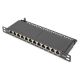 Digitus Panel krosowy CAT 6A Slim, ekranowany, 12-portowy, 0,5 U, 10", czarny