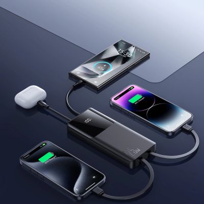 10. Powerbank Joyroom JR-PBF19 22.5W 10000mAh z dwoma wbudowanymi kablami - czarny