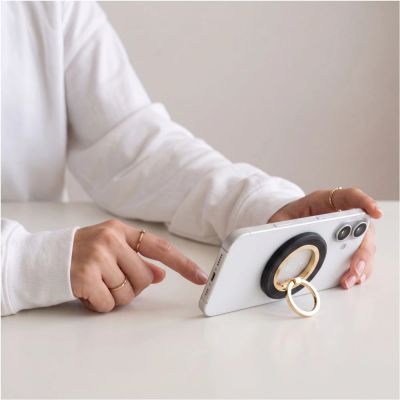 15. Uchwyt magnetyczny Tech-Protect MMR700 Lamano MagSafe na telefon - czarno-złoty