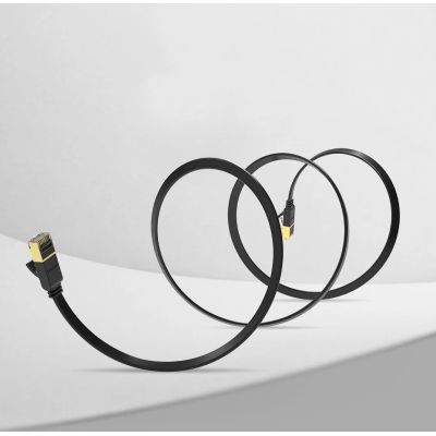 14. Ugreen płaski kabel przewód internetowy sieciowy Ethernet patchcord RJ45 Cat 7 STP LAN 10 Gbps 3 m czarny (NW106 11262)