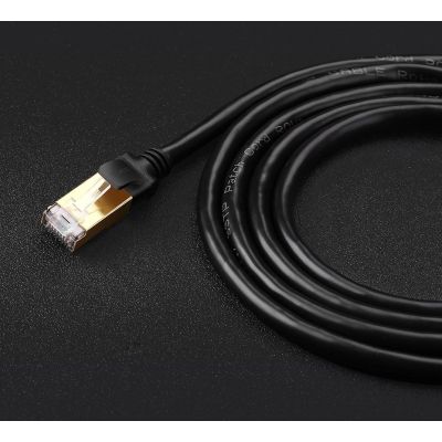13. Ugreen kabel przewód internetowy sieciowy Ethernet patchcord RJ45 Cat 7 STP LAN 10Gbps 2m czarny (11269)