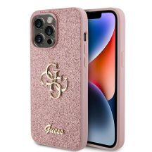 Etui Guess Glitter Script Big 4G do iPhone 15 Pro - różowe