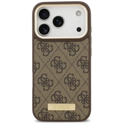3. Etui Guess 4G Logo Plate MagSafe na iPhone 18 Pro Max / 17 Pro Max - brązowe