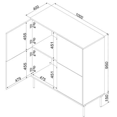 4. Komoda 4D TRESSE 100x40x110 kaszmir mat