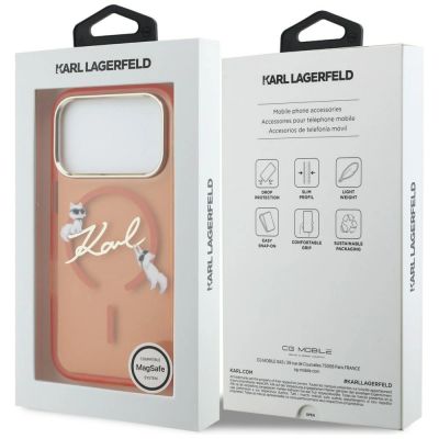 8. Etui Karl Lagerfeld IML Choupettes Karl  Script Logo MagSafe na iPhone 17 Pro Max - pomarańczowe