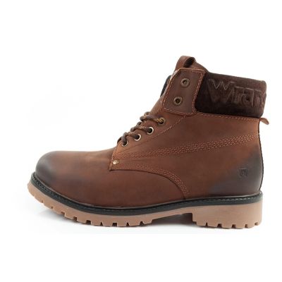 12. Wrangler Arch buty męskie sztyblety trzewiki eleganckie skórzane ciemny brąz