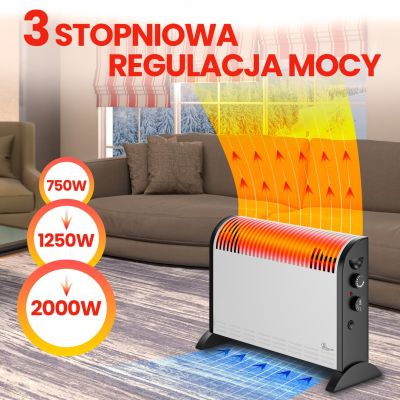 13. Extralink LCV-06 | Grzejnik konwektorowy | 2000W, 3 tryby, termostat, wentylator
