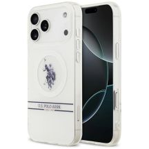 Etui US Polo DH and Bottom Stripe Logo MagSafe na iPhone 17 Pro Max - białe