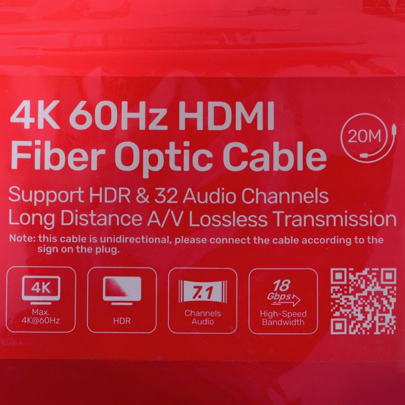 4. UNITEK KABEL OPTYCZNY HDMI 2.0 Active Optical Cable 4K 60HZ 20M