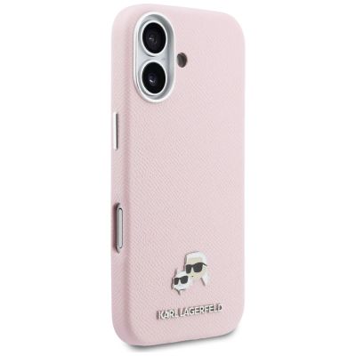 4. Etui Karl Lagerfeld Karl & Choupette Head Pins Saffiano MagSafe do iPhone 17 - różowe