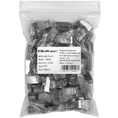 2. QOLTEC WTYK ZŁĄCZE MODULARNE RJ45 | CAT6 | FTP | 100SZT