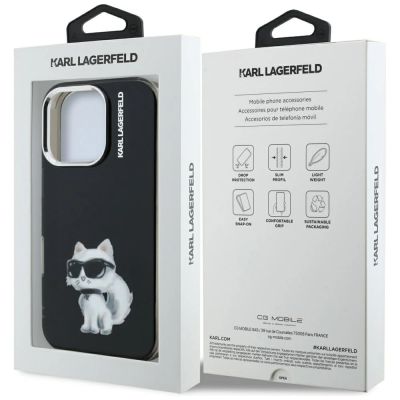 8. Etui Karl Lagerfeld IML Aquarelle Choupette & Logo na iPhone 16 Pro - czarne