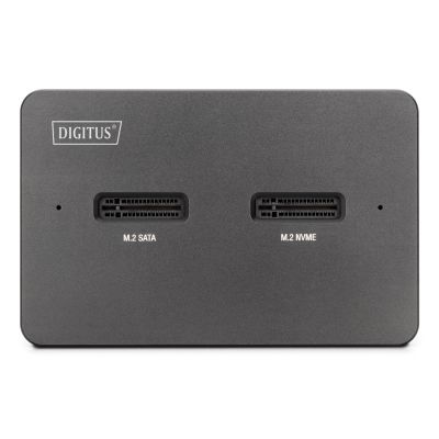 12. Stacja dokująca USB-C 3.2 Gen2 dla dysków SSD M.2 Duo NVMe oraz SATA (max. 2x 4 TB) z czytnikiem kart SD-Express 7.1 (max. 2 TB), czarna
