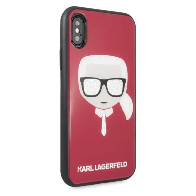 5. Etui Karl Lagerfeld Iconic Glitter Karl`s Head na iPhone X / Xs - czerwone