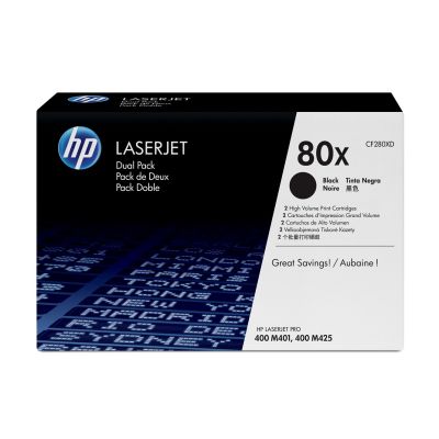 2. HP 80X zestaw 2 oryginalnych wkładów z czarnym tonerem LaserJet XL