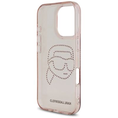 7. Etui Karl Lagerfeld IML Rhinestones Karl Head do iPhone 16 Pro różowy