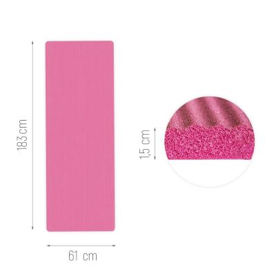 3. Mata do ćwiczeń Wozinsky WNSP-15R 183 x 61 x 1,5 cm gruba mata gimnastyczna do jogi i fitness - różowa