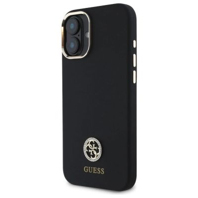 2. Etui Guess Silicone Logo Strass 4G na iPhone 16 - czarne
