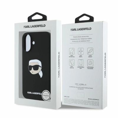 5. Etui Karl Lagerfeld Silicone Karl Head Print MagSafe na iPhone 16 - czarne