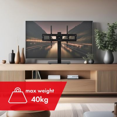 5. MACLEAN UNIWERSALNY STOJAK DO TV NA SZAFKĘ RTV PODSTAWKA, MAX. 40KG, MAX. VESA 600X400, DLA TV 32-75" MC-386