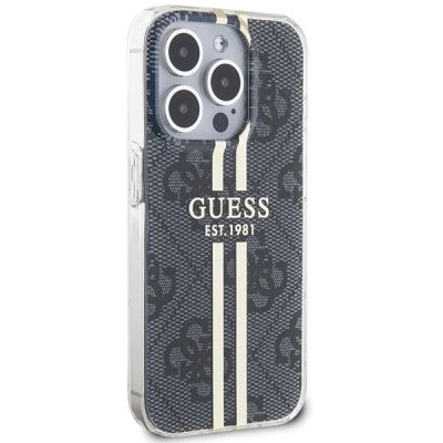 4. Etui Guess IML 4G Gold Stripe na iPhone 15 Pro - czarne