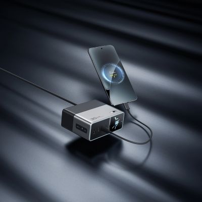 23. Stacja ładująca Cuktech TA3005U 300W 5w1 z wyświetlaczem cyfrowym - srebrna