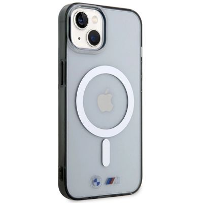 4. Etui BMW Silver Ring MagSafe na iPhone 14 - przezroczyste