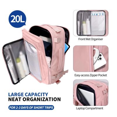 5. Plecak Tech-Protect Defender S50 do Ryanair & Wizzar, na laptopa 20L - różowy