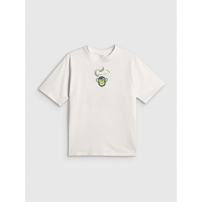 5. T-shirt loose z nadrukiem chłopięcy 4F 4FJRSS26TTSHM4276-10S