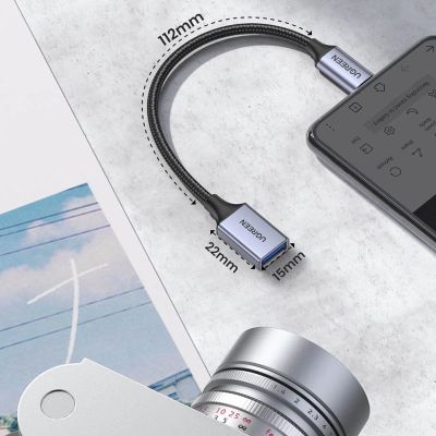 13. Ugreen kabel adapter przejściówka OTG USB-C (męski) - USB-A (żeński) 5Gb/s 0.15m czarny (US378)