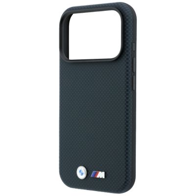 6. Etui BMW M Quadrille Kevlar Metal Logo MagSafe na iPhone 17 Pro / 18 Pro -  granatowe