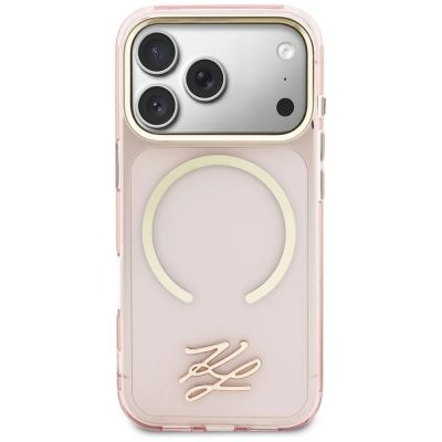 3. Etui Karl Lagerfeld IML KL Script Logo MagSafe na iPhone 17 Pro Max - różowe