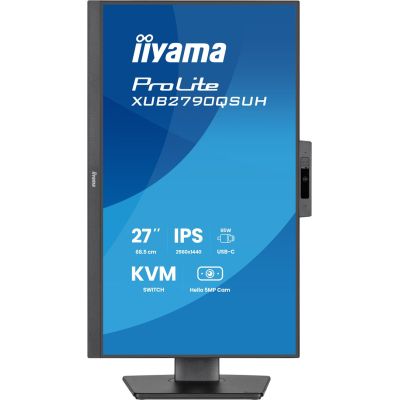 9. Monitor iiyama XUB2790QSUH-B2 27" IPS-panel 2560x1440 100Hz Windows Hello Kamera 5MP Auto Focus 15cm regulacja wysokości stojaka 4ms 250