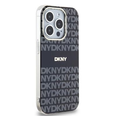 4. Etui DKNY IML Mono & Stripe MagSafe na iPhone 15 Pro - czarne
