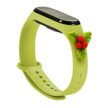 Opaska Strap Xmas do Xiaomi Mi Band 3 / 4 świąteczny silikonowy pasek bransoletka z ostrokrzewem - zielona