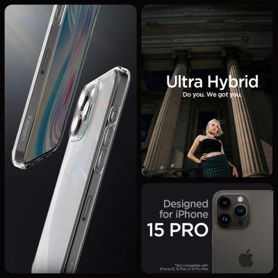 6. Etui Spigen Ultra Hybrid na iPhone 15 Pro - przezroczysto-matowe