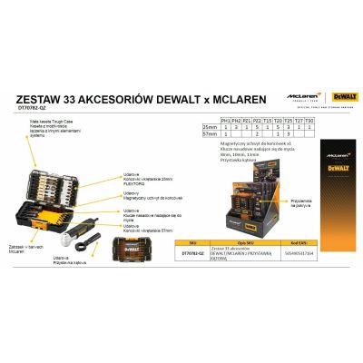 DEWALT Zestaw akcesoriów 33cz. z przystawką kątową/MACLAREN