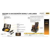 DEWALT Zestaw akcesoriów 33cz. z przystawką kątową/MACLAREN
