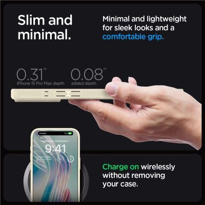 5. Etui Spigen Crystal Hybrid na iPhone 15 Pro Max - przezroczysto-beżowe