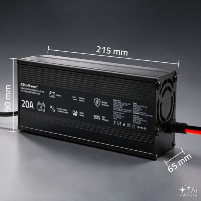 6. Qoltec Specjalistyczna ładowarka do akumulatora LiFePO4 12V | 20A | PF 0.9 | LED | Inteligentne ładowanie