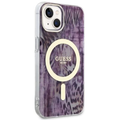 4. Etui Guess Leopard MagSafe na iPhone 14 - różowe