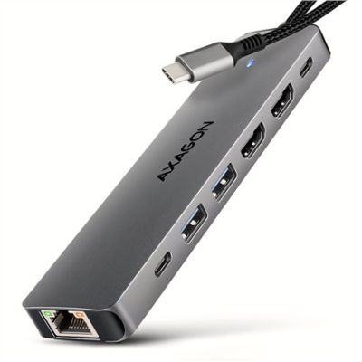 19. Hub USB Axagon HMC-7HX2 USB 3.2 Gen 1 (3.1 Gen 1) Type-C Szary