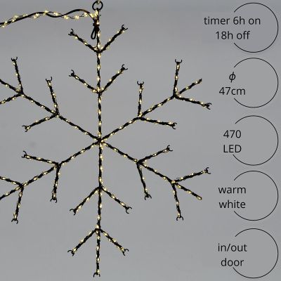 6. PŁATEK ŚNIEGU DEKORACYJNY WISZĄCY 470LED CIEPŁY BIAŁY
