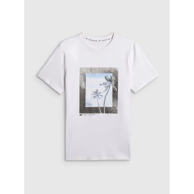 5. T-shirt regular z nadrukiem męski 4F 4FWSS26TTSHM3034-10S
