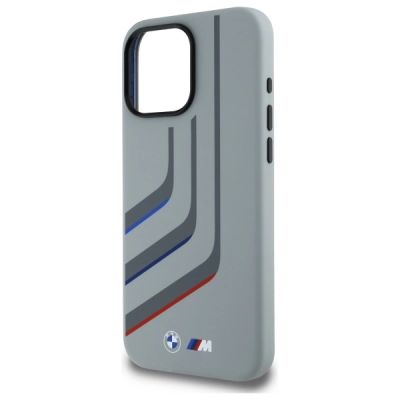 6. Etui BMW Silicone Turning Lines MagSafe na iPhone 16 Pro Max - szare