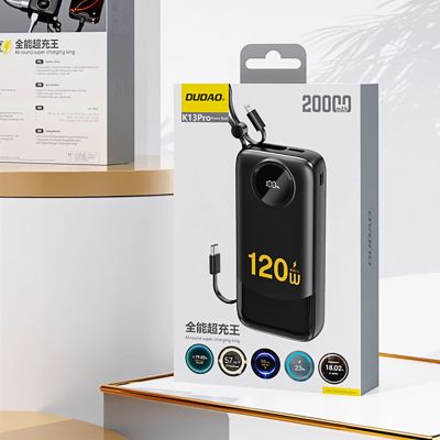4. Powerbank Dudao K13Pro 20000mAh z wbudowanym kablem - czarny