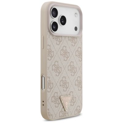 4. Etui Guess Leather 4G Triangle Strass MagSafe na iPhone 17 Pro Max / 18 Pro Max - różowe